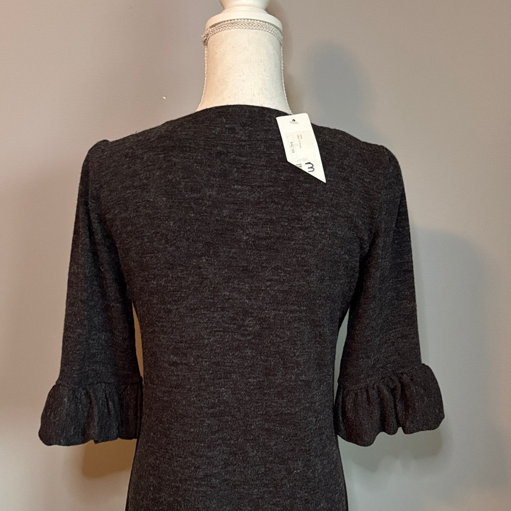Black Ruffle Sleeve Sweater Dress - Picture 4 of 7